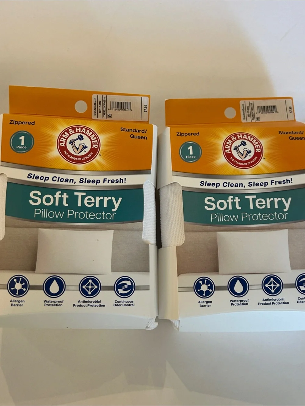 Arm & Hammer Soft Terry Pillow case Protector Waterproof Zipper Closure standard